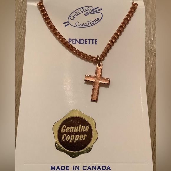 New vintage Copper cross pendette - Picture 2 of 4